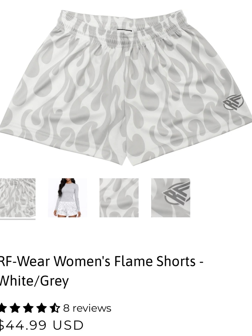 Women’s Gray Flame-Print Athletic Shorts with Elastic Waist